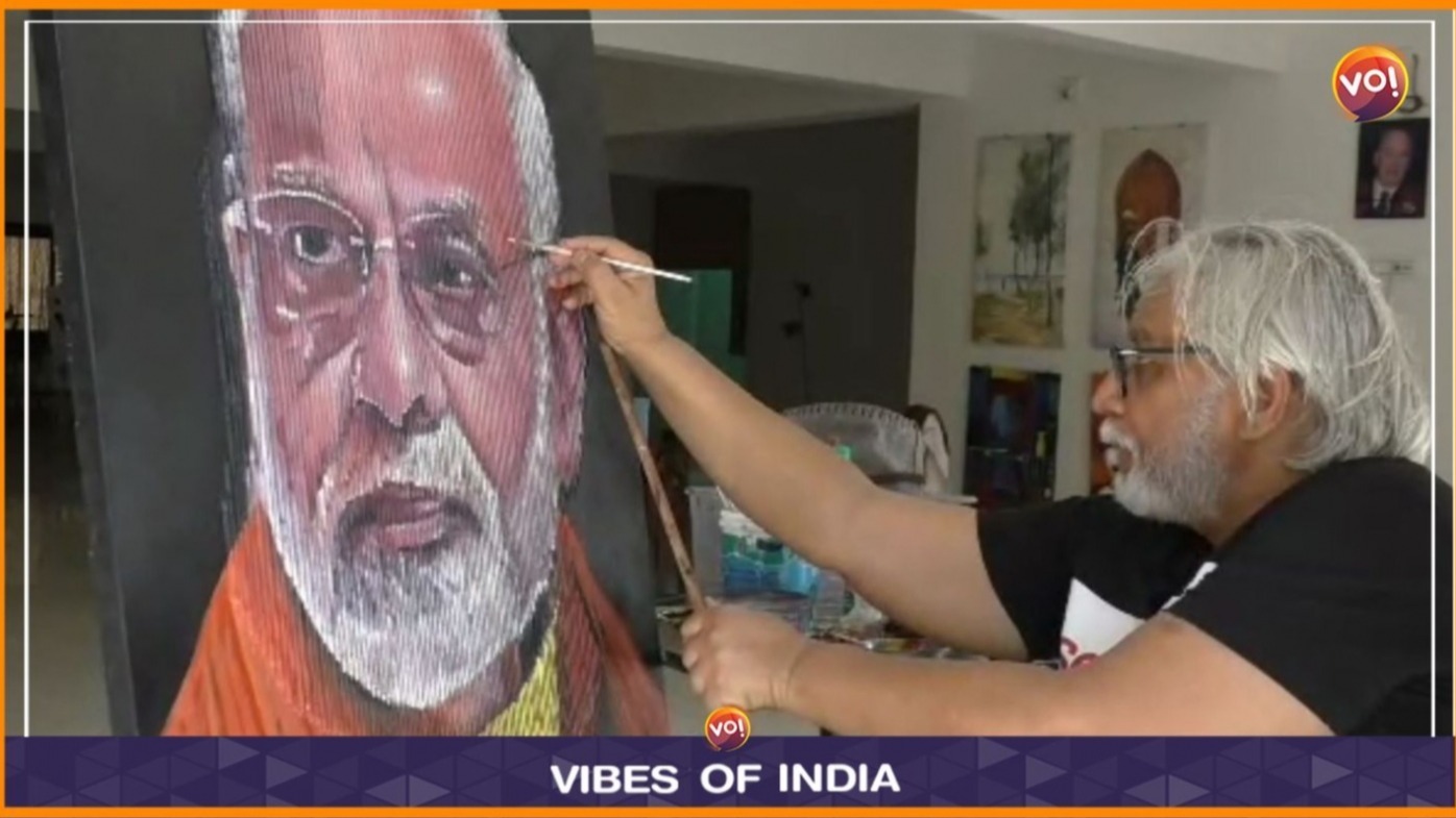 Patan Artist Creates Blend Of Modi-Shah On Canvas 