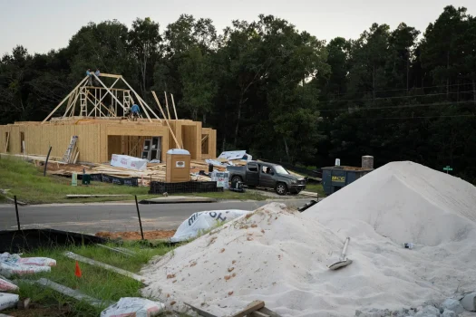 Men building a home in rural Baldwin County, Alabama. Garcia Venegas was detained by immigration agents twice while working on homes in the area.